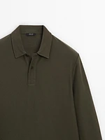 Pull polo en maille de coton mélangé