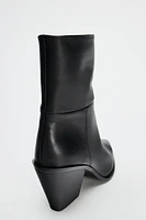 POINTED LEATHER ANKLE BOOTS