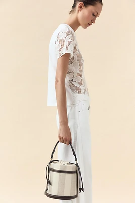 STRIPED CANVAS BUCKET BAG