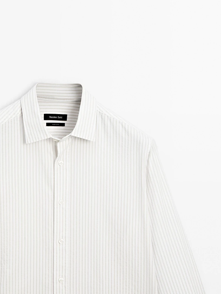 Regular fit striped cotton shirt