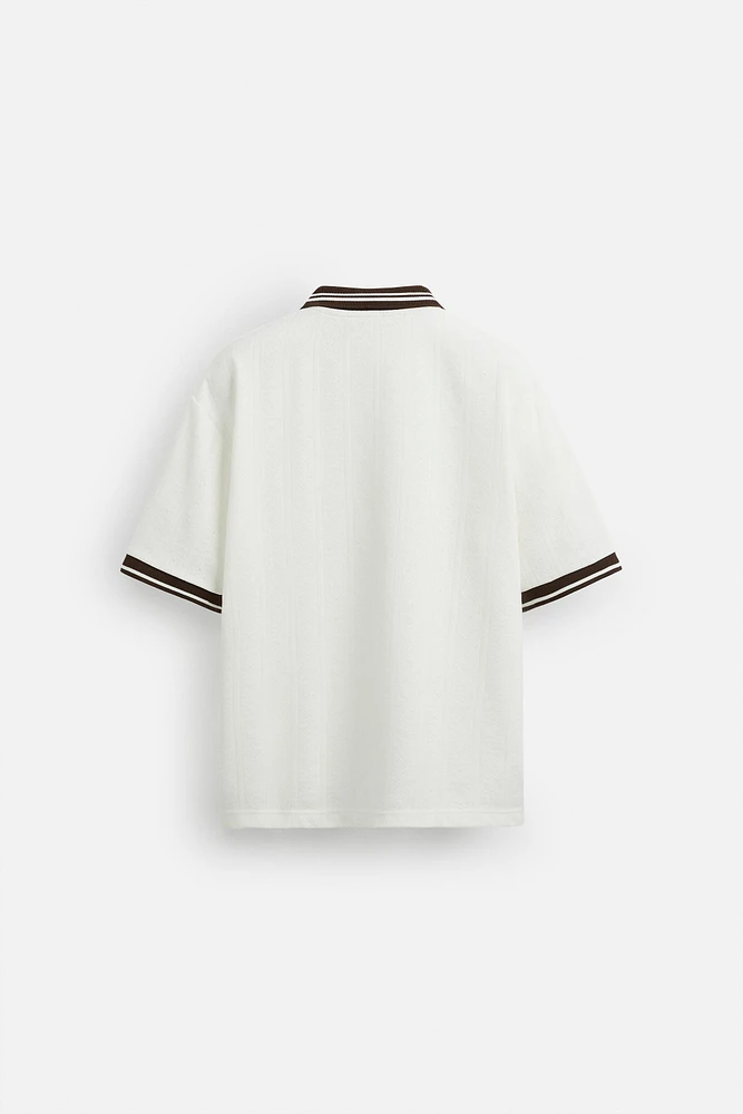 EMBROIDERED TEXT JACQUARD POLO SHIRT