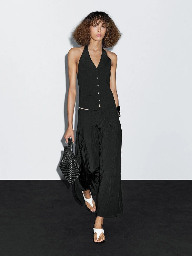 Knit halter neck waistcoat
