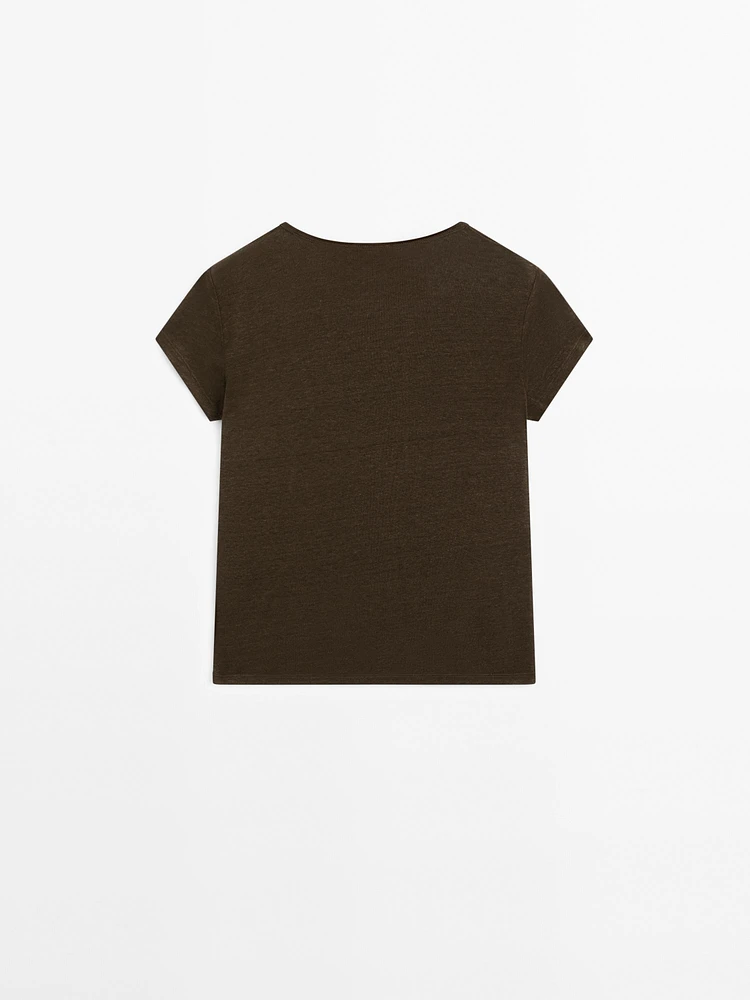 T-shirt 100 % lin à manches courtes