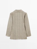 Blazer col smoking imprimé à carreaux