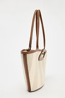 CANVAS TOPSTITCHED SHOPPER BAG
