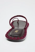 BEADED TOPSTITCHED SANDALS