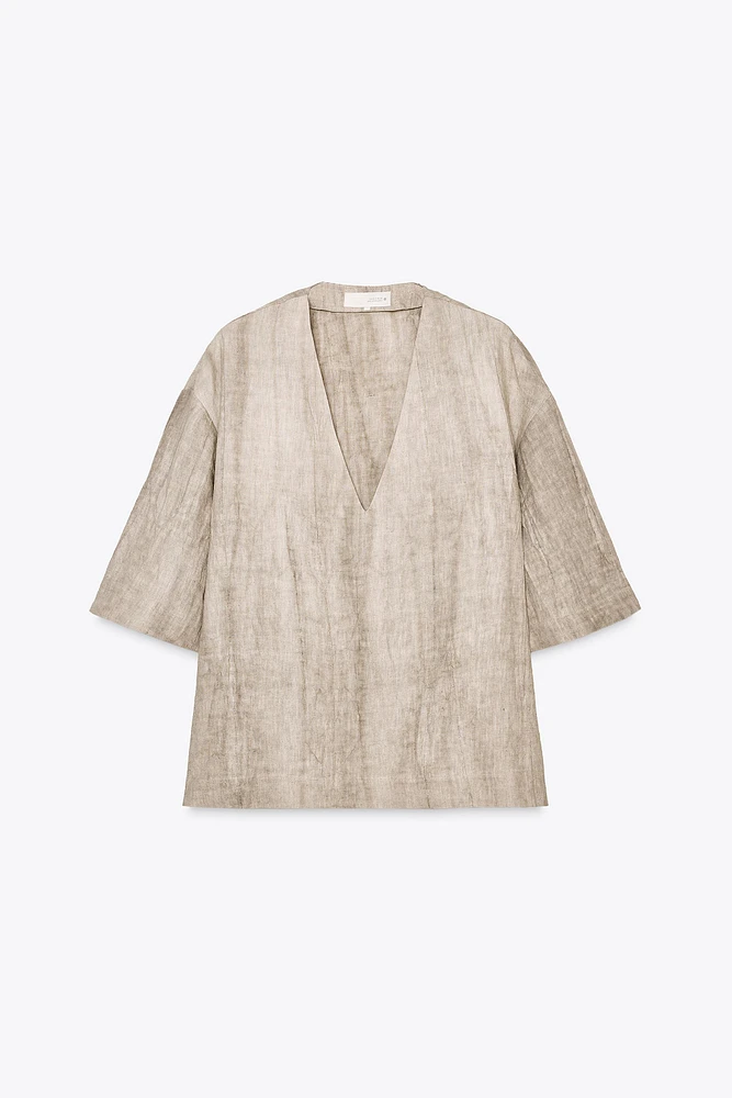 ZW COLLECTION 100% LINEN TIE-DYE TOP