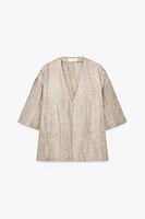 ZW COLLECTION 100% LINEN TIE-DYE TOP