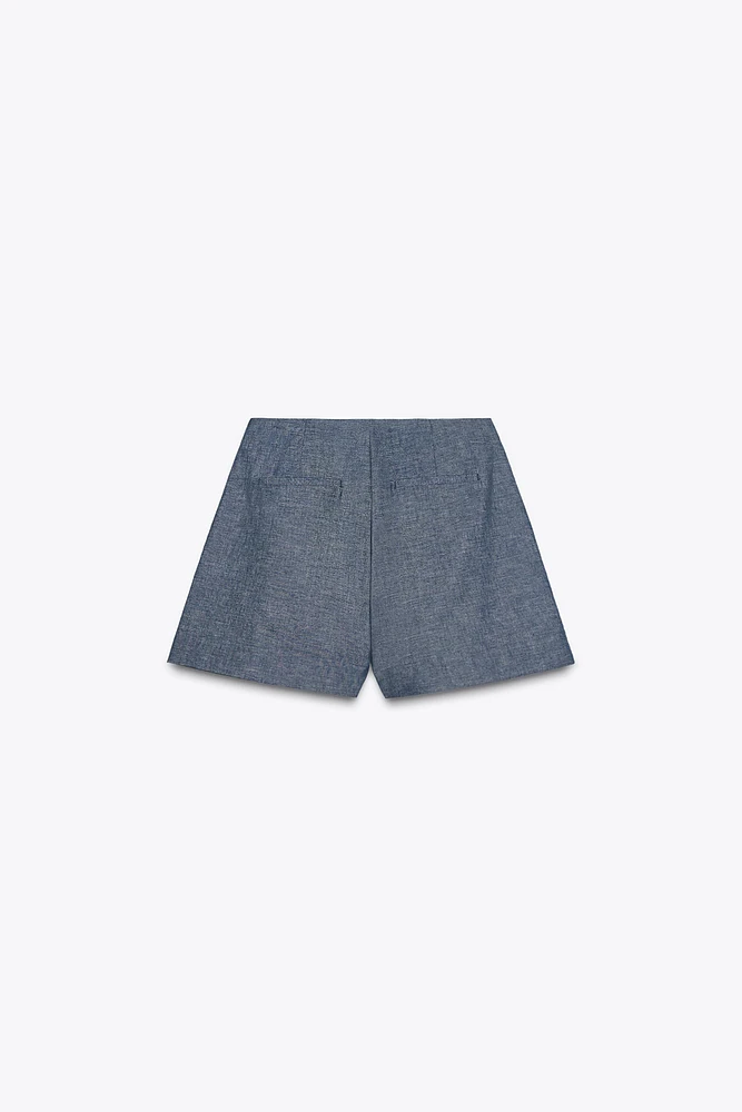 BERMUDA BOUTONS AVEC LIN
