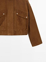 Nubuck suede leather bomber jacket