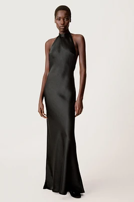 ROBE SATINÉE À ENCOLURE AMÉRICAINE 50E ANNIVERSAIRE