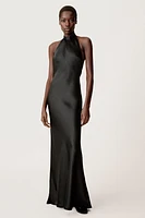 ROBE SATINÉE À ENCOLURE AMÉRICAINE 50E ANNIVERSAIRE