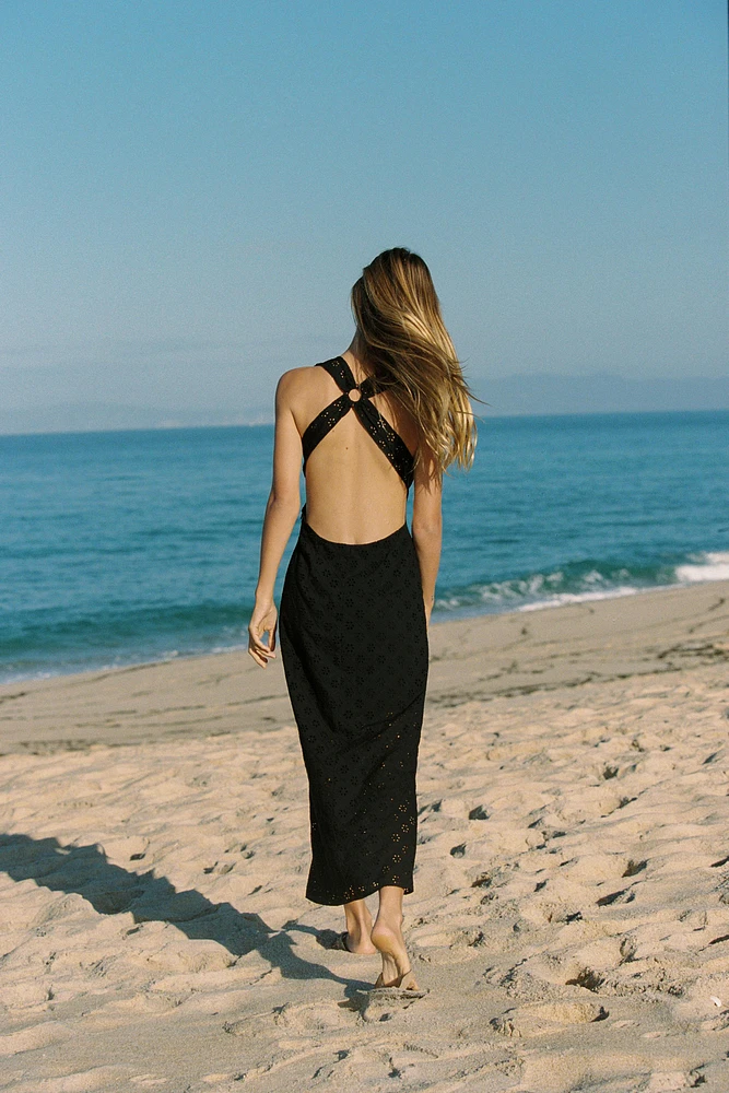 OPENWORK EMBROIDERED DRESS