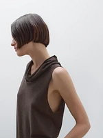 Top drapé asymétrique 100 % lin