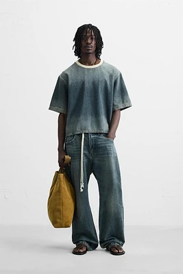 CROPPED FIT DENIM T-SHIRT