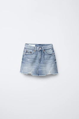 JUPE EN DENIM EFFRANGÉE À DÉCHIRURES