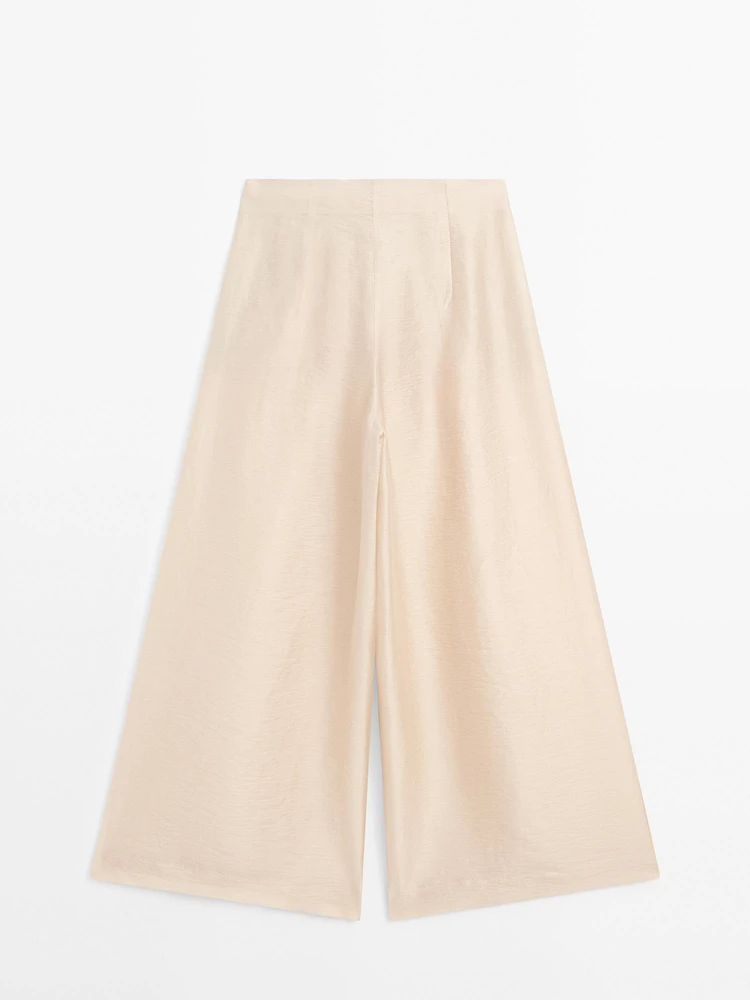 Pantalon à pinces fluide lin mélangé