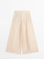 Pantalon à pinces fluide lin mélangé