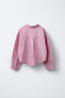 LINEN-BLEND GATHERED SHIRT