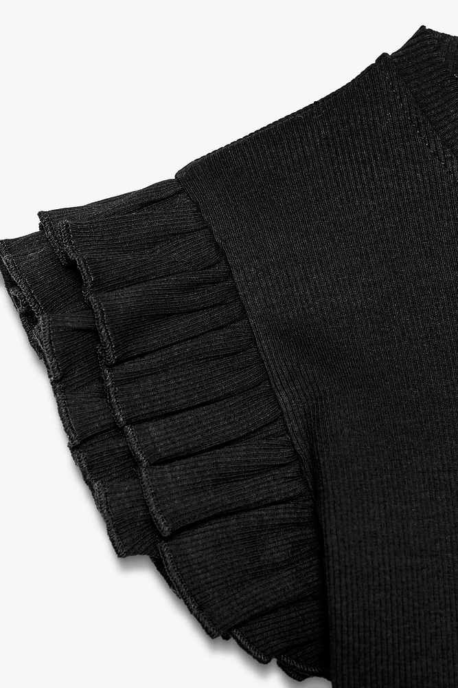 RUFFLED RIBBED SHIRT
