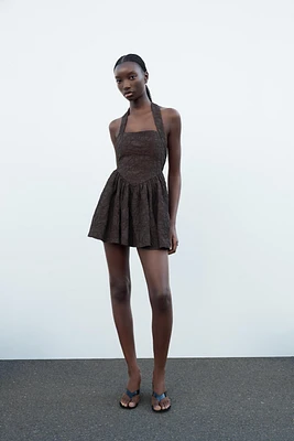 TEXTURED HALTER DRESS