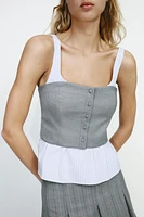 COMBINATION STRIPED POPLIN TOP