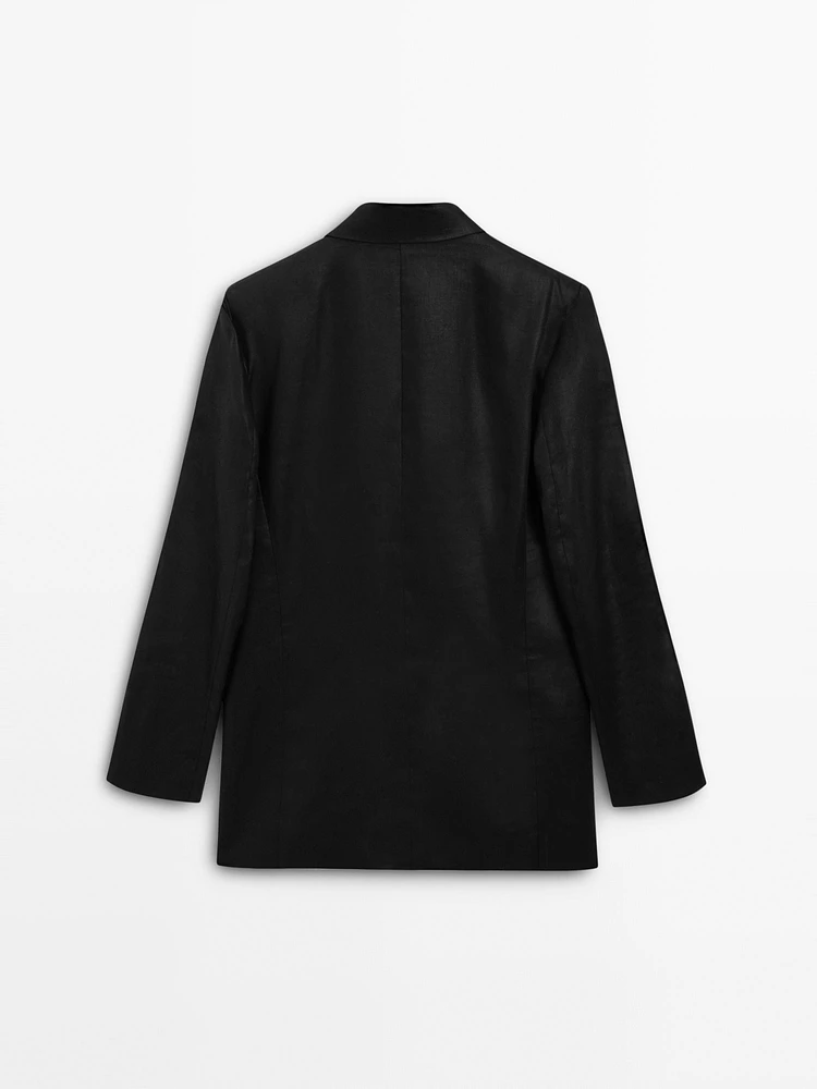 100% linen double-breasted blazer - Studio