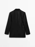 100% linen double-breasted blazer