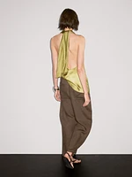 100% linen wide-leg trousers