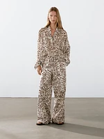 Pantalon droit imprimé animal