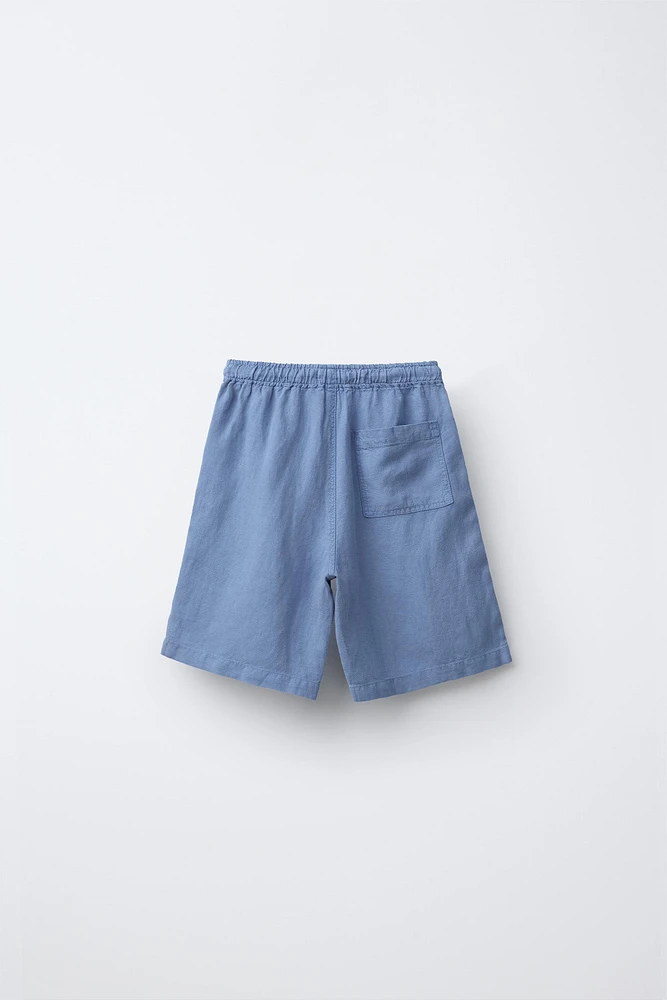LINEN BLEND SHORTS