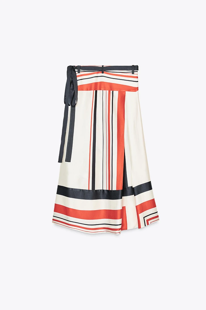 JUPE ASYMÉTRIQUE À RAYURES ZW COLLECTION
