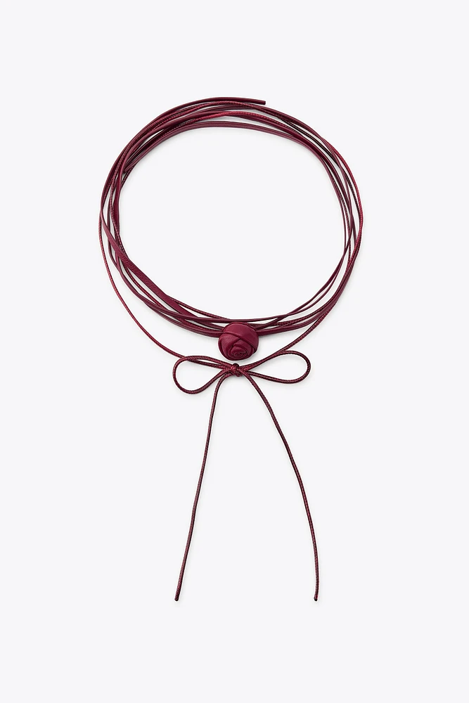 RAS-DE-COU CHOKER DOUBLE CUIR FLEUR