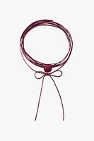RAS-DE-COU CHOKER DOUBLE CUIR FLEUR