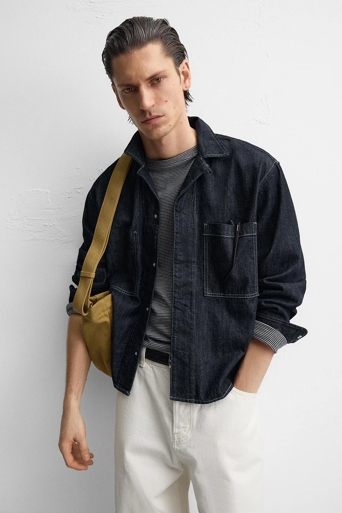 TOPSTITCHED DENIM SHIRT