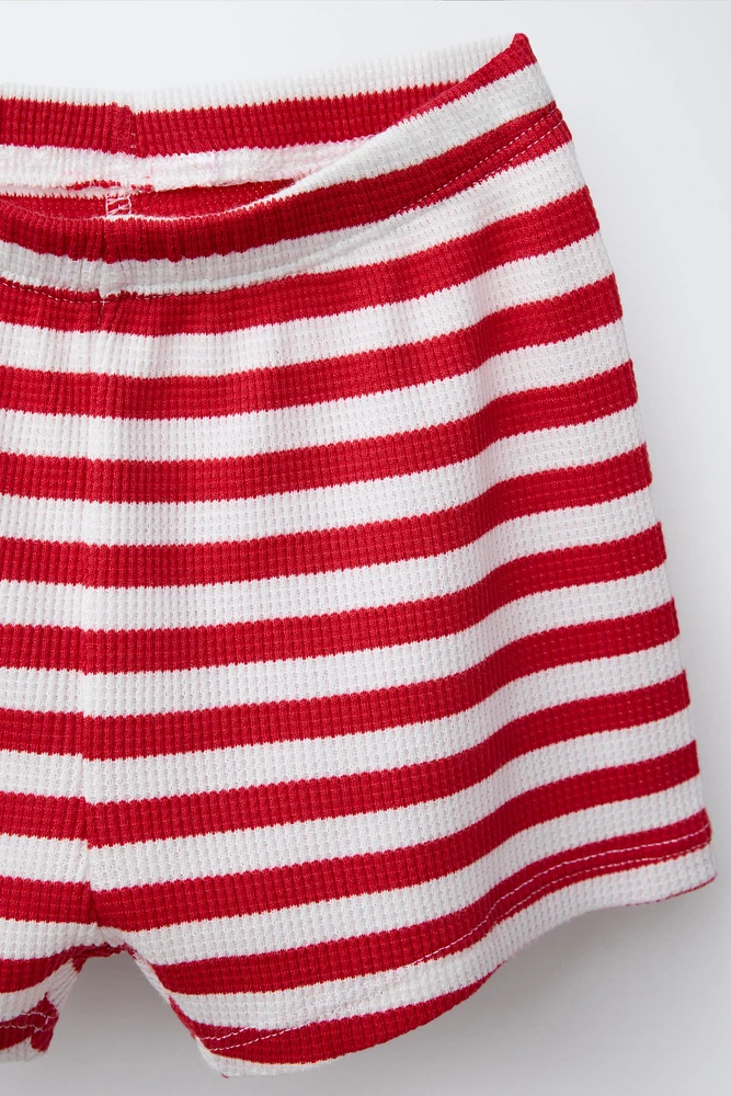 ENSEMBLE T-SHIRT ET BERMUDA GAUFRÉ RAYURES