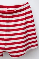 ENSEMBLE T-SHIRT ET BERMUDA GAUFRÉ RAYURES