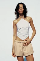 FOLD-OVER WAIST MINI SHORTS