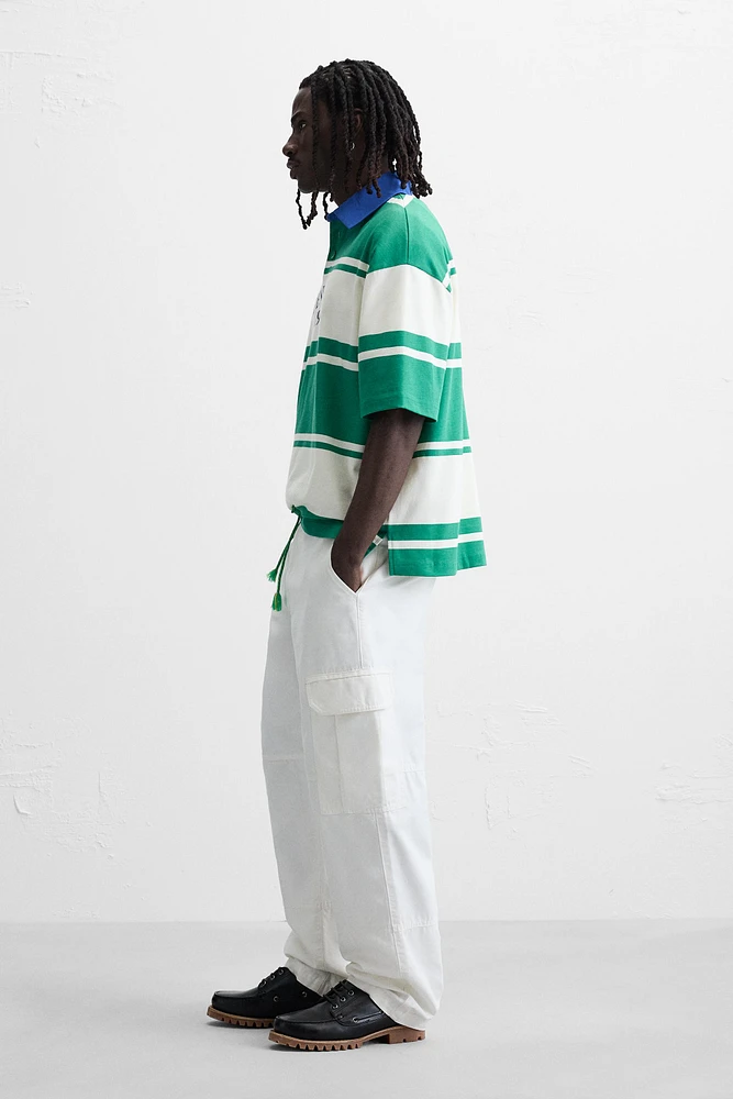 STRIPED TEXT POLO SHIRT