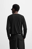 SEMI-SHEER T-SHIRT WITH FRONT OPENING