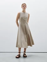 Poplin flounce midi dress