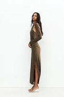 ASYMMETRIC DRAPED MAXI DRESS