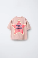 T-SHIRT EFFET DÉLAVÉ ÉTOILE ET INSCRIPTION