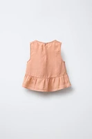 100% LINEN PEPLUM BLOUSE