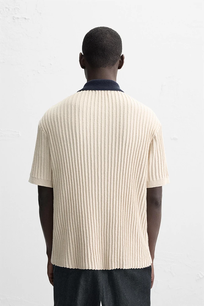 CONTRASTING KNIT POLO SHIRT