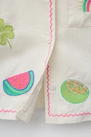 SHIRT WITH DIFFERENT EMBROIDERY AND LINEN