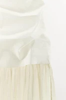 COMBINATION STRAPLESS MIDI DRESS