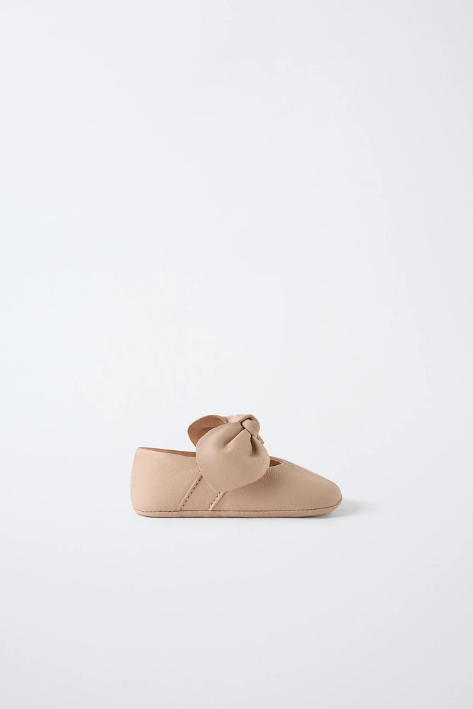 LEATHER BOW BALLET FLATS