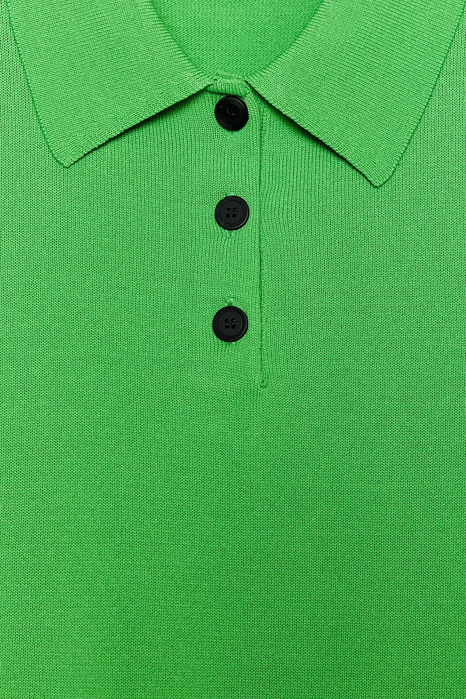 SHORT SLEEVE KNIT POLO TOP
