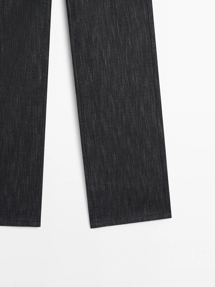 Straight-leg flecked cotton blend trousers